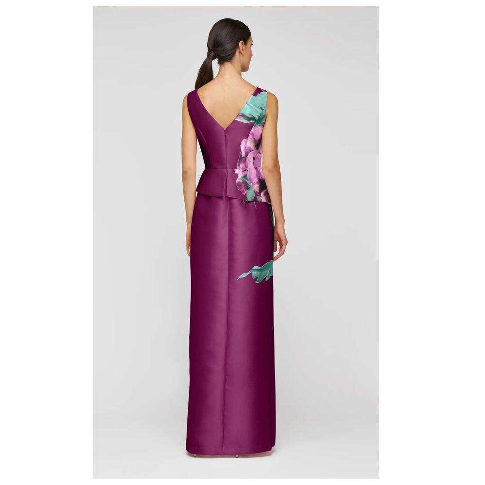 NEW Kay Unger Luciana Placed Floral Column Gown Size 18 - Picture 2 of 13